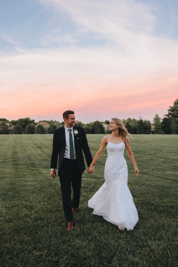 Bride and Groom sunset portrait