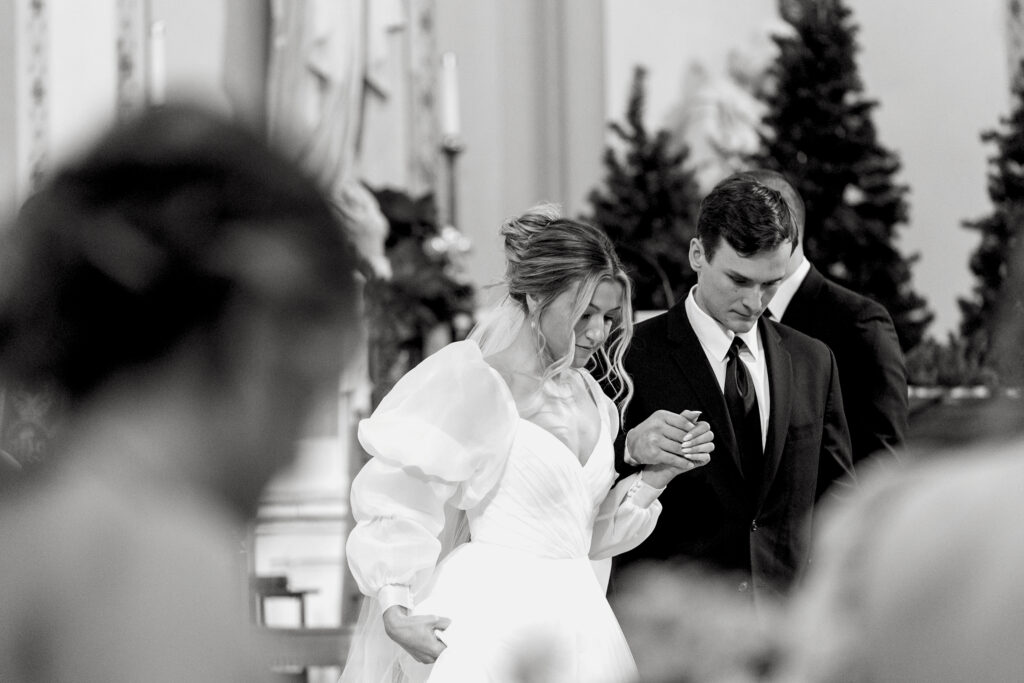 wedding ceremony with bride in couture dress